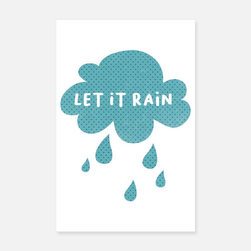 Cloud Let it rain Rain Weather Nursery Dots Poster 8" x 12" (20x30 cm)