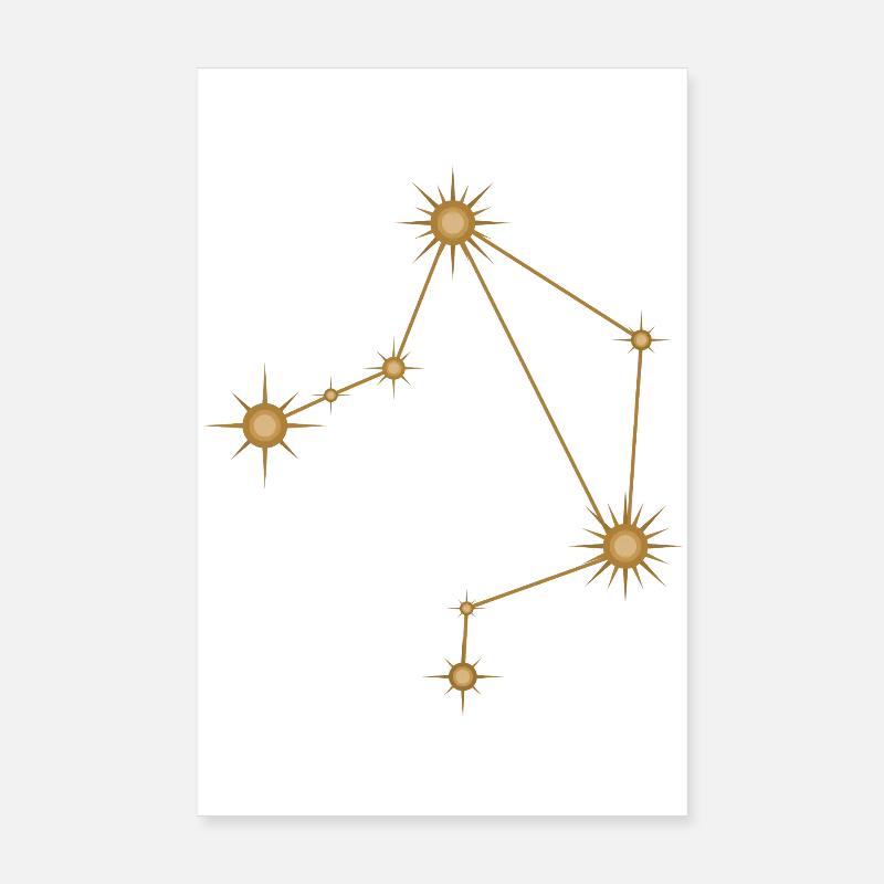 Constellation d’étoiles Balance Signe de naissance Doré Poster 20 x 30 cm