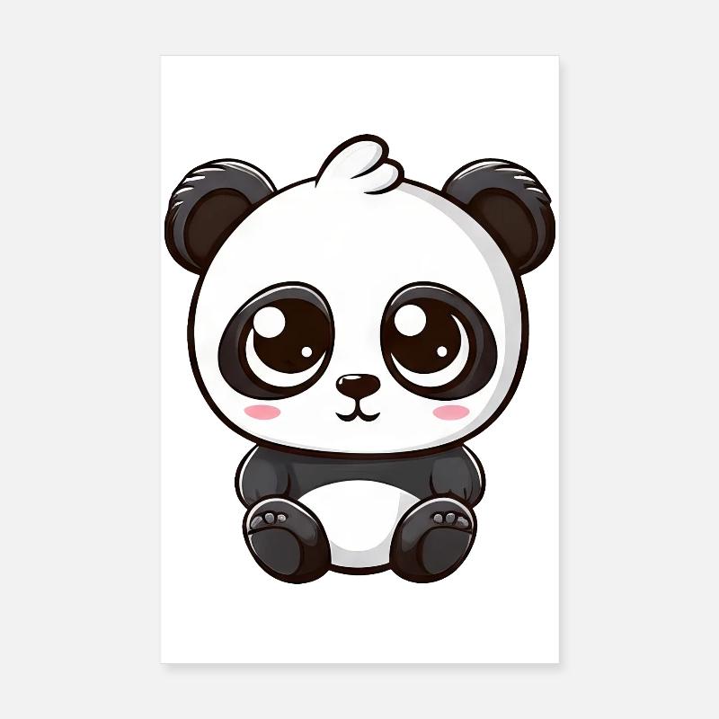 Mignon Panda timide Dessin Animé Bande Dessinée Kawaii Poster 20 x 30 cm