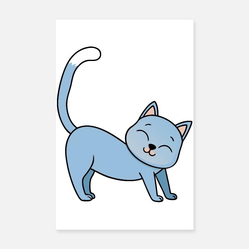 Happy Cat Playful Illustration Poster 8" x 12" (20x30 cm)