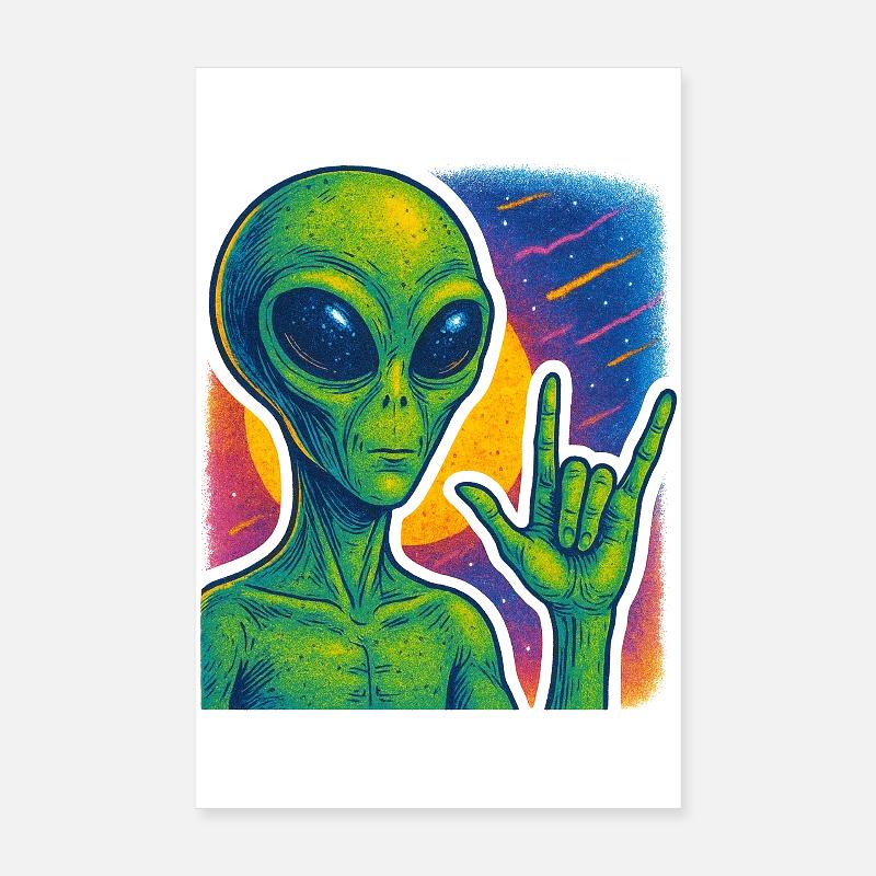 Galactic Alien Rock Hand Illustration Poster 8" x 12" (20x30 cm)