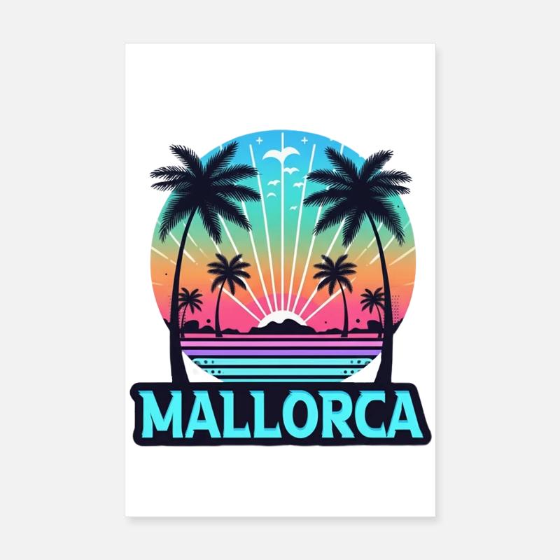 Coucher de soleil au néon à Majorque Poster 20 x 30 cm