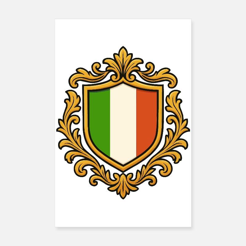 Italy flag in baroque frame Poster 8" x 12" (20x30 cm)