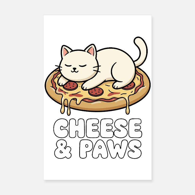 Käsepfoten Katze Pizza Poster 20x30 cm