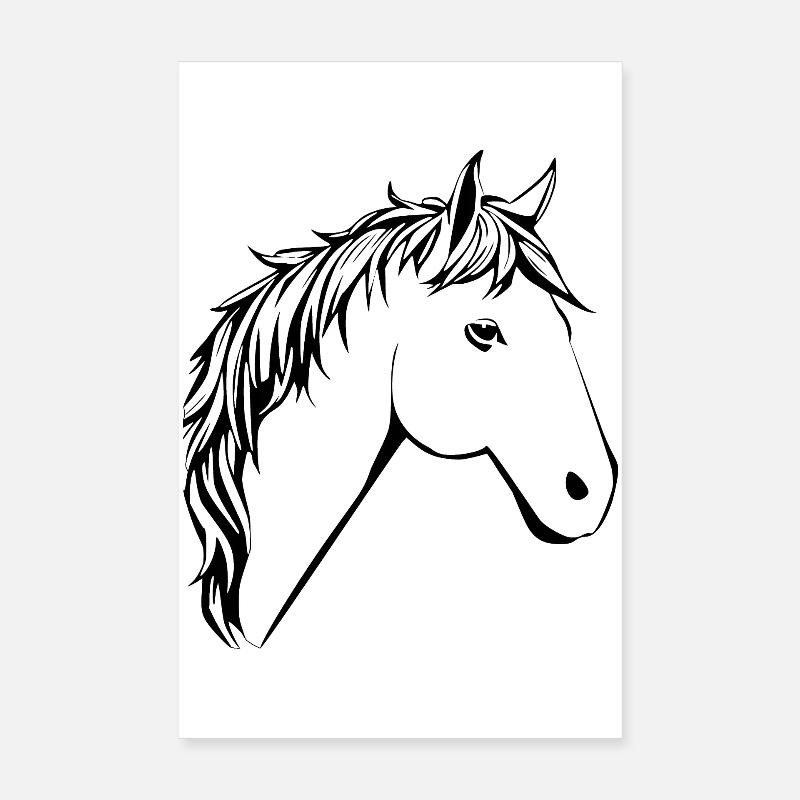 Pferd Pferdekopf T-shirt Geschenk Reiter Poster 20x30 cm