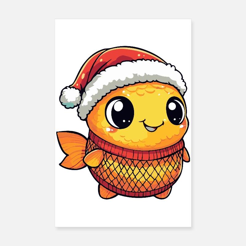 Goldfish Christmas Poster 8" x 12" (20x30 cm)