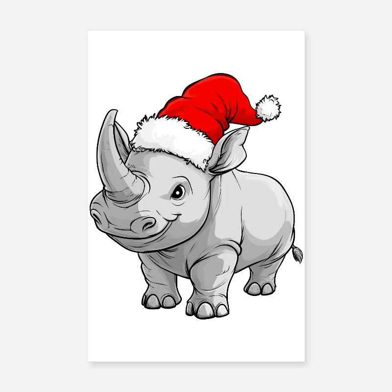 Nashorn Weihnachten Poster 20x30 cm