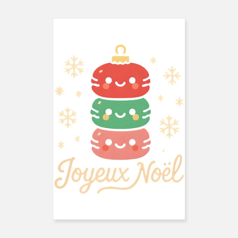 Macarons de Noël Empilés Mignons Poster 20 x 30 cm