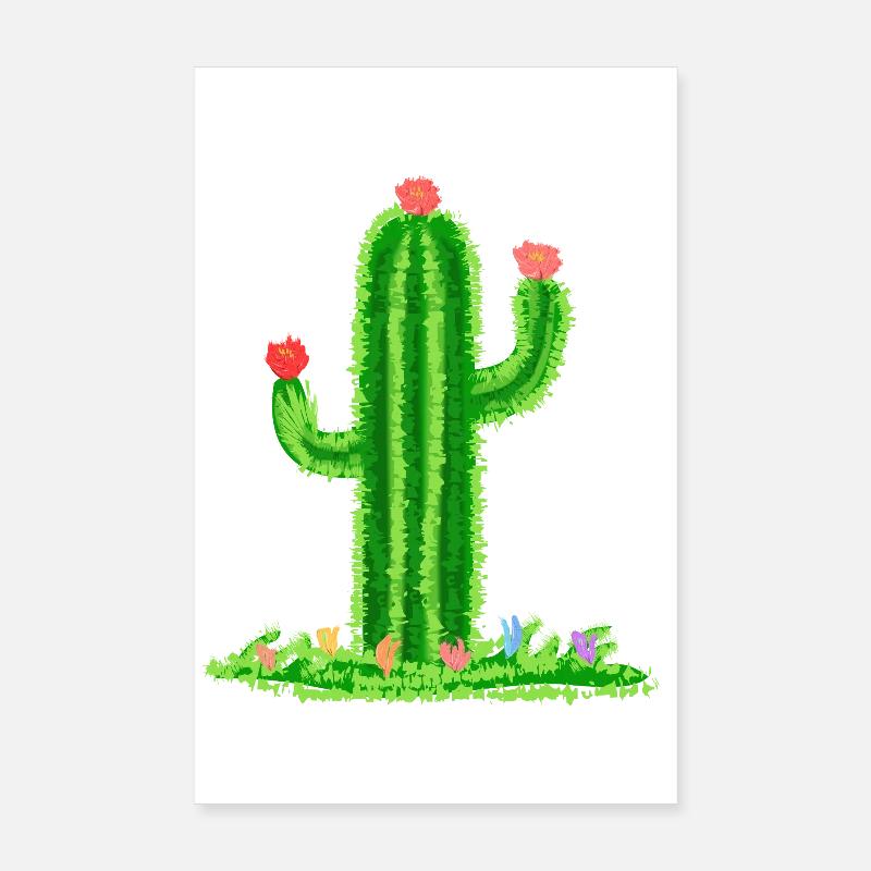 Cactus avec fleurs Poster 20 x 30 cm