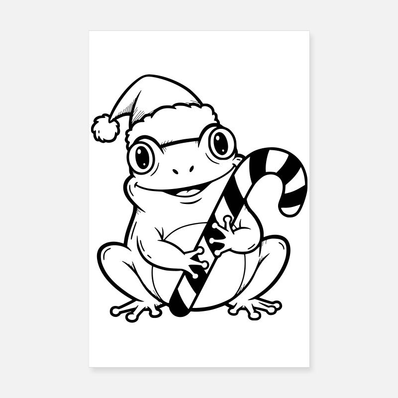 Weihnachtsfrosch mit Zuckerstange Poster 20x30 cm