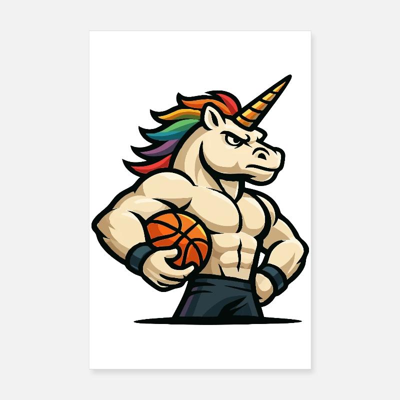 Rainbow Unicorn Hoops Poster 8" x 12" (20x30 cm)