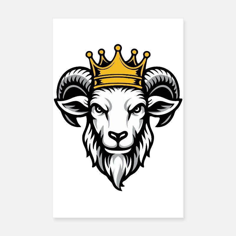 Gekröntes Widder-Maskottchen Power Animal Design - Poster 20x30 cm - Weiß