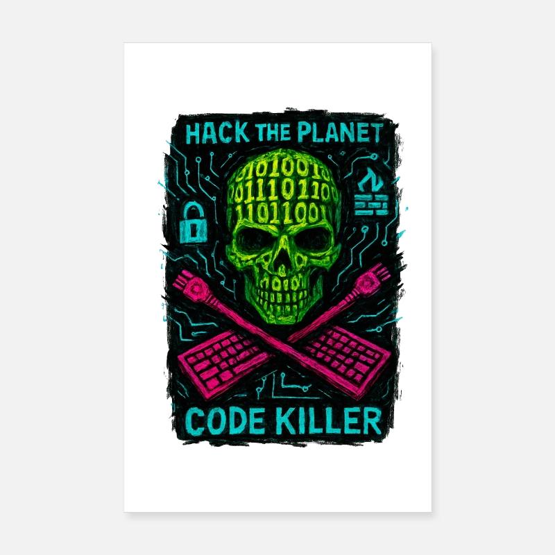 Hack the Planet Code Killer – Cybersicherheit Poster 20x30 cm
