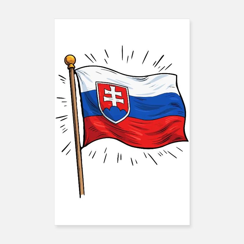 Slowakei Flagge mit Wappen - Poster 20x30 cm - Weiß