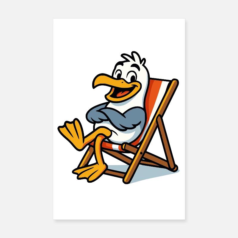 Relaxez une mouette sur la plage Poster 20 x 30 cm