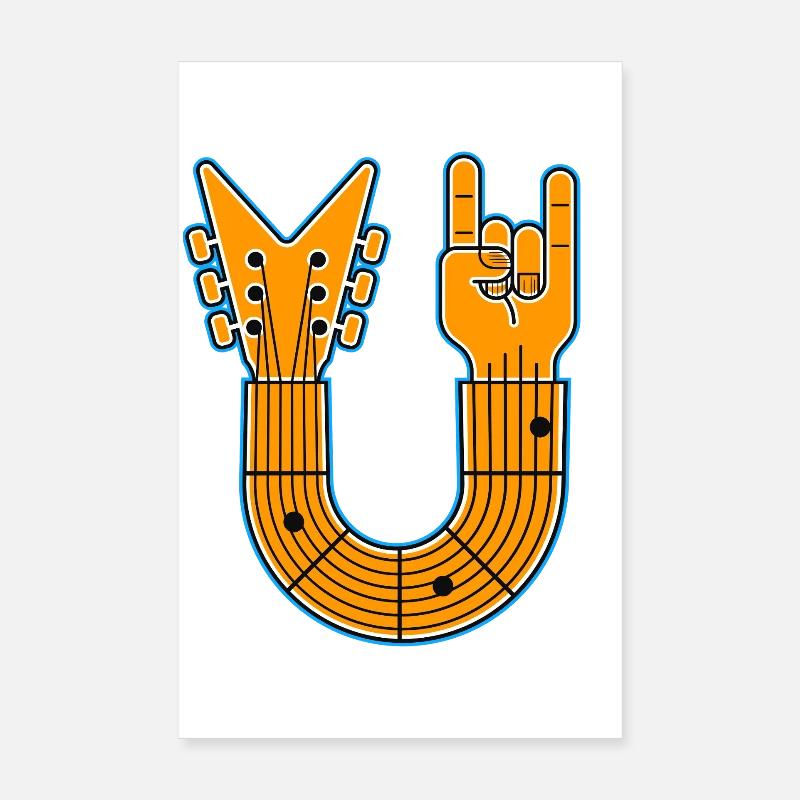 U-Shape Guitar & Rock Hand Poster 20x30 cm