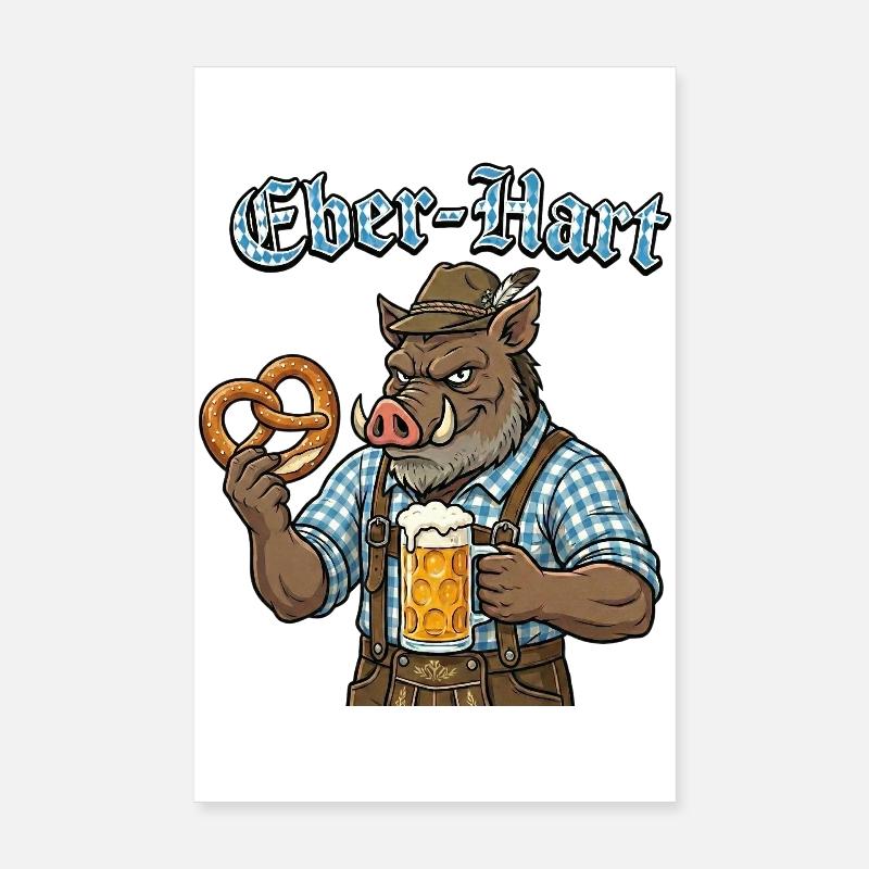 Eber-Hart Bierheld mit Brezel Poster 20x30 cm