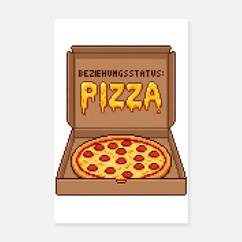 Beziehungsstatus Pizza Single Valentinstag - Poster 20x30 cm - Weiß
