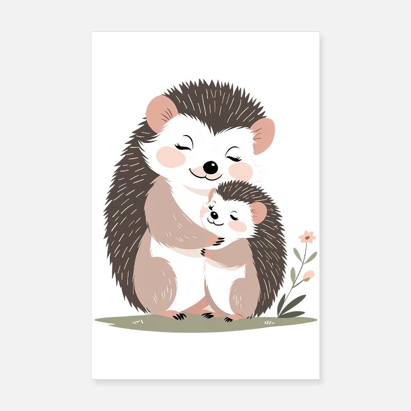 Kuschelige Igelfreundschaft Poster 20x30 cm
