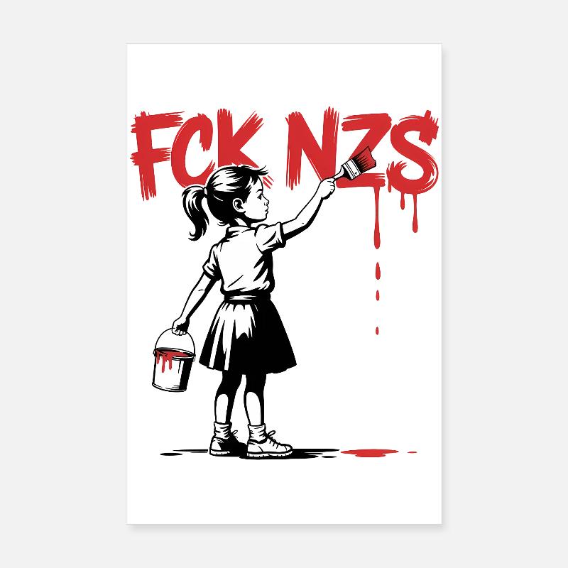 F*ck Nazis - Antifascist Tee Poster 8" x 12" (20x30 cm)