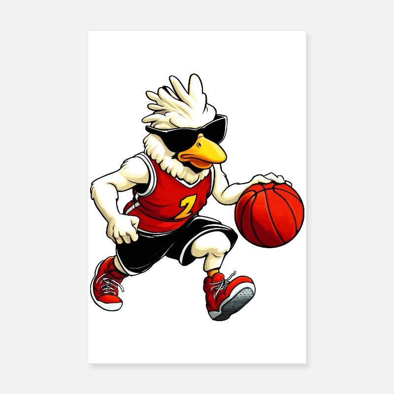 Poulet Basket-ball Poster 20 x 30 cm
