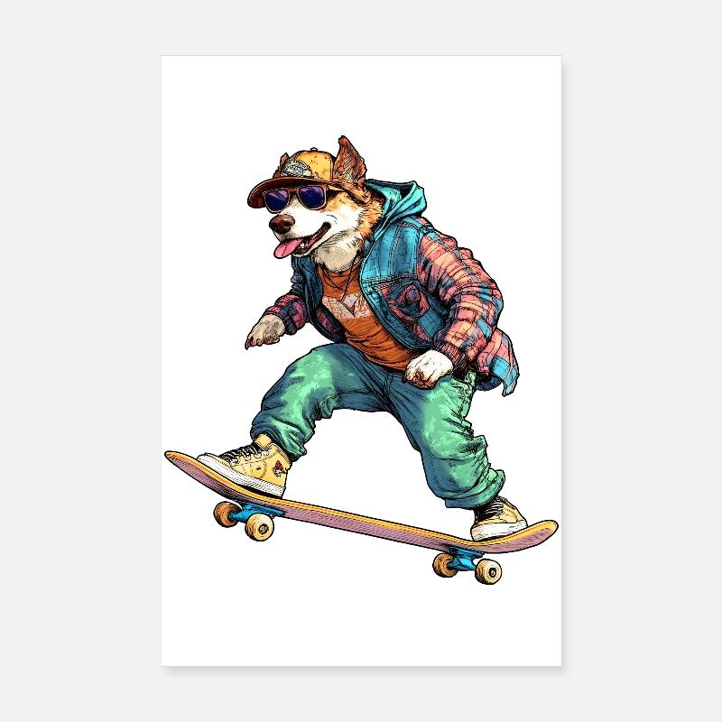 Chiens - Berger à roulettes Poster 20 x 30 cm