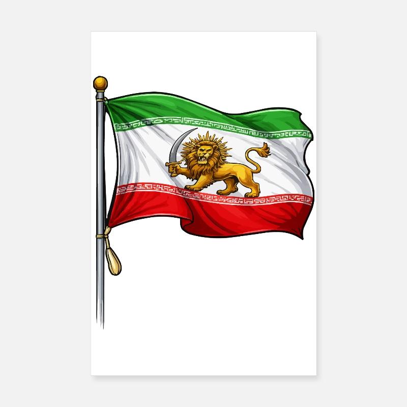 Épée du Lion Drapeau iranien Poster 20 x 30 cm