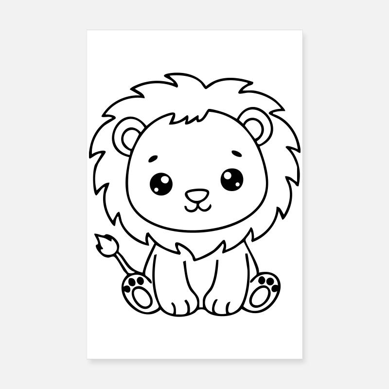 Petit Lion mignon – Petit noir et blanc Poster 20 x 30 cm