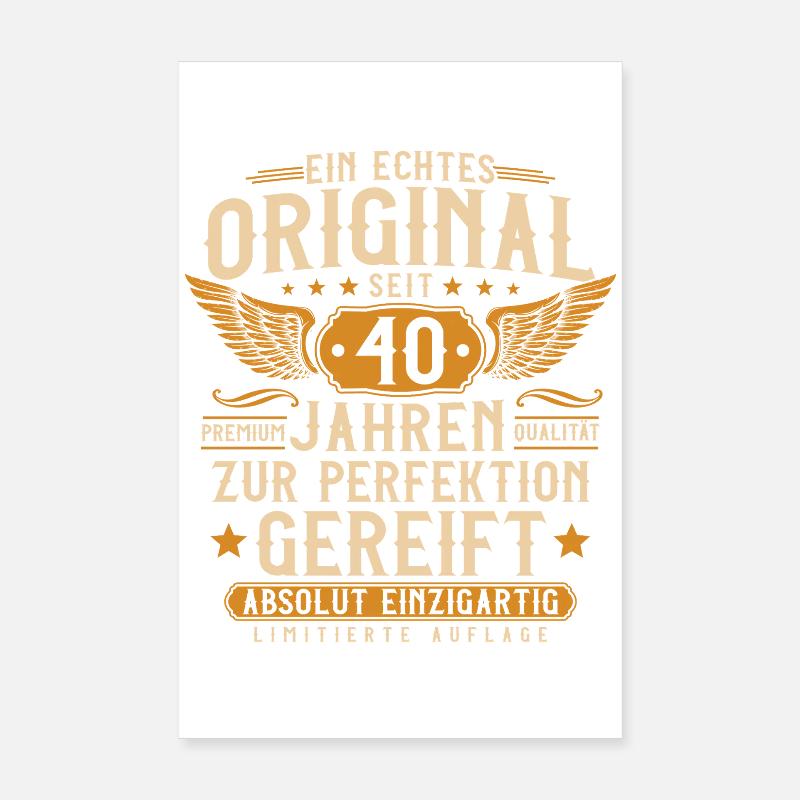 40 Geburtstag 40 Jahre Vintage Retro Geschenk  Poster 20x30 cm