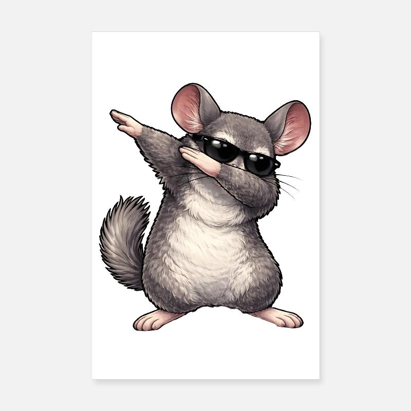 Dabbing Chinchilla Poster 20x30 cm