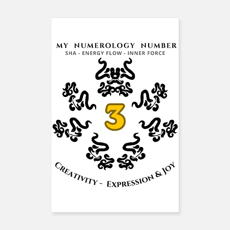 Numer_3 symbole de créativité, d’expression et de joie Poster 20 x 30 cm