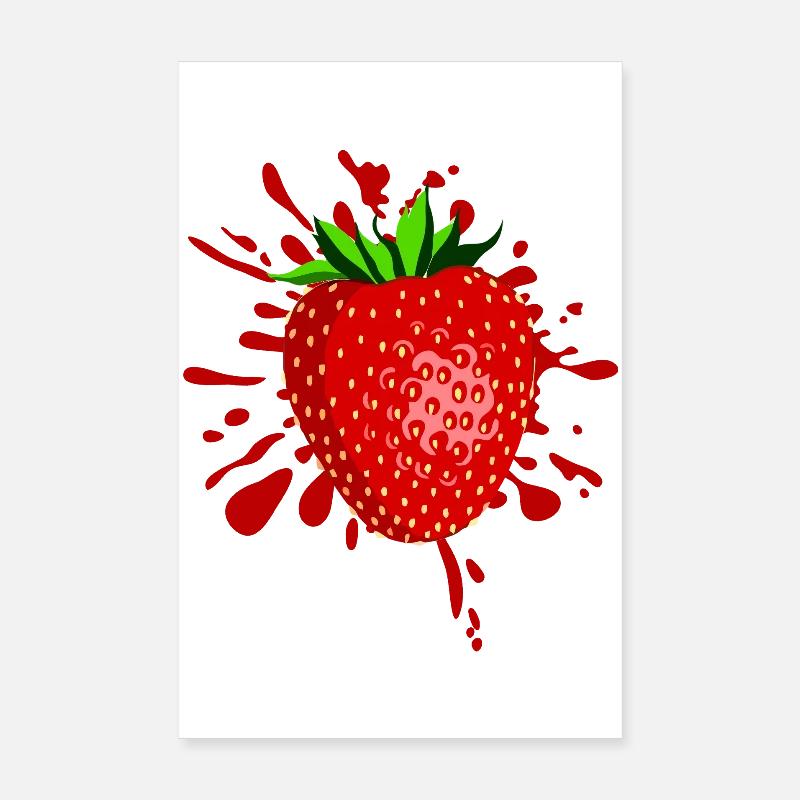 Strawberry Splash Fruit Art Poster 8" x 12" (20x30 cm)