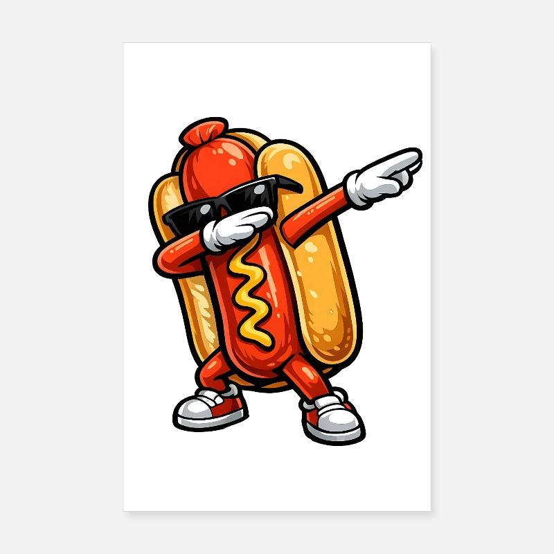Dabbing Hot Dog Poster 20x30 cm