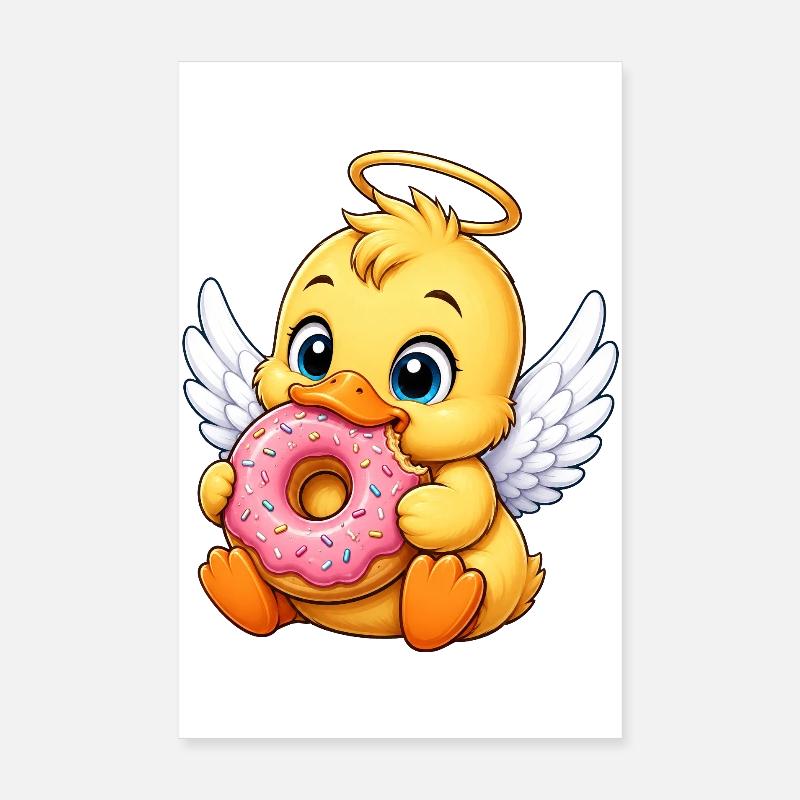 Auréole canard mignon avec ailes d’ange en beignet Poster 20 x 30 cm