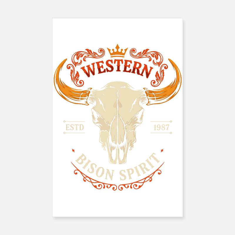 Crâne d’esprit du bison occidental Poster 20 x 30 cm