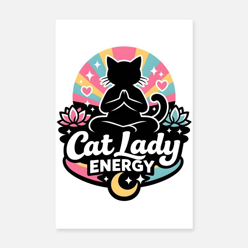 Énergie de la Dame Chat Poster 20 x 30 cm