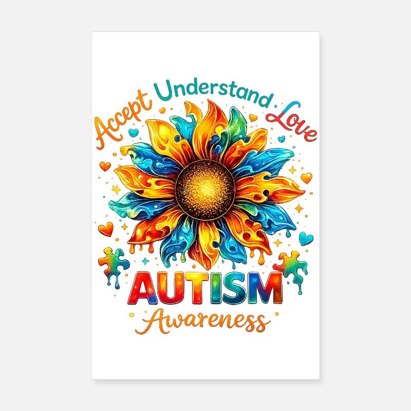 Autismus-Sonnenblumen-Bewusstsein | Buntes Geschenk Poster 20x30 cm