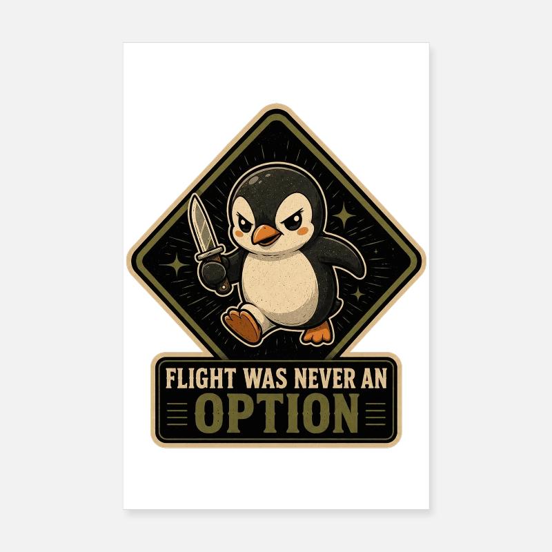 Flight Was Never An Option - Brave Penguin Knife Poster 8" x 12" (20x30 cm)