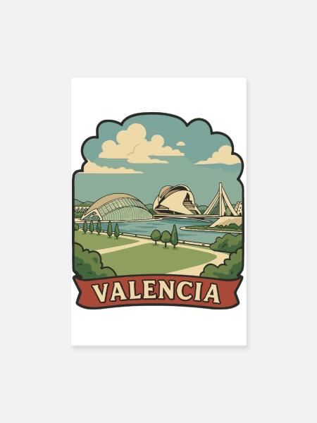 Valencia Kunst und Wissenschaften Retro-Reiseaufkleber - Poster 20x30 cm - Weiß - Vorne