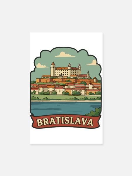 Bratislava Castle Slovakia Retro Travel Sticker - Poster 8" x 12" (20x30 cm) - white - Front