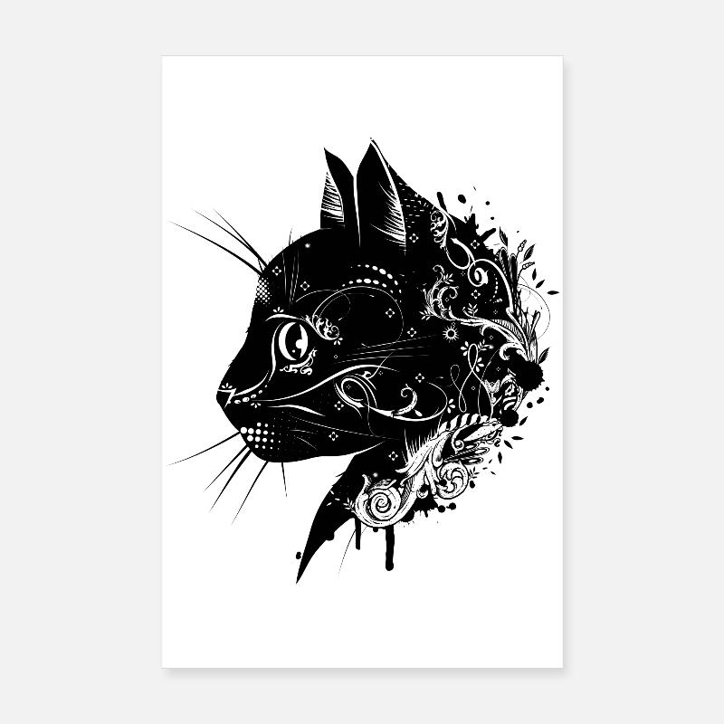 une tête florale d'un chat Poster 20 x 30 cm