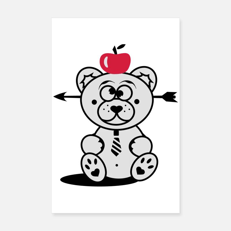 Un ours à la pomme sur sa tête et la flèche dans Poster 20 x 30 cm