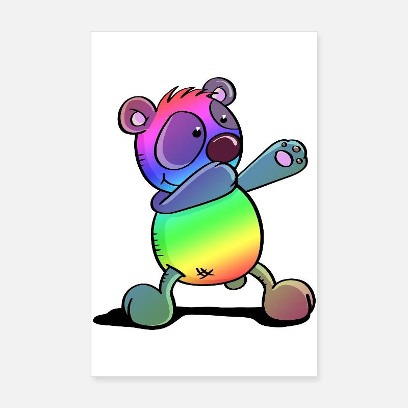 Colorful Panda - Dab Dance - Dabbing - Panda Poster 8" x 12" (20x30 cm)