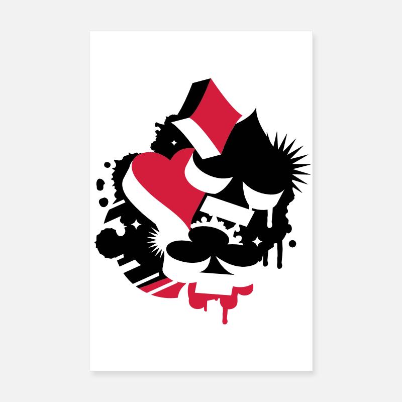 Vier Spielkarten Symbole Herz, Pik, Karo und Poster 20x30 cm