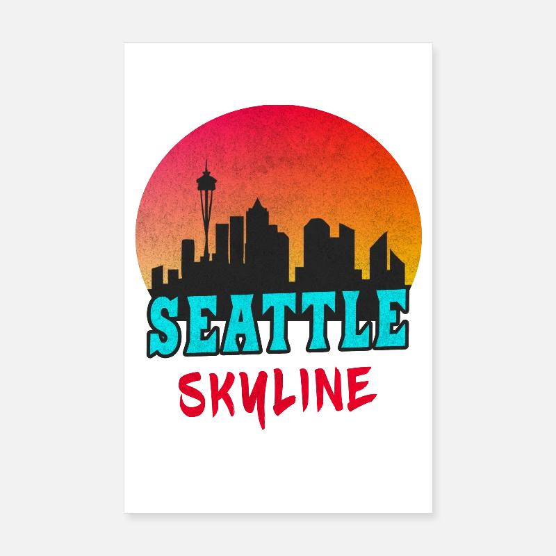 Seattle skyline at sunset/gift Poster 8" x 12" (20x30 cm)