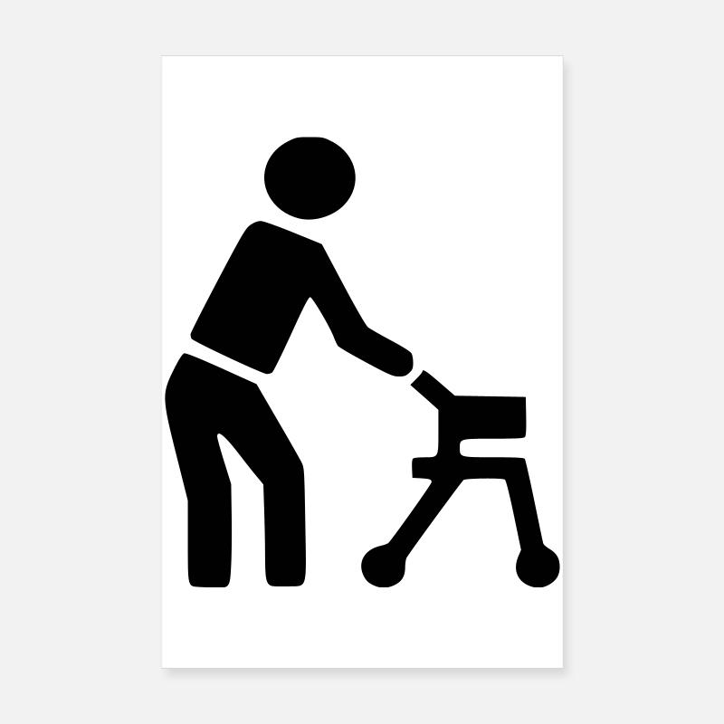 Disabled person behind walker # Poster 8" x 12" (20x30 cm)