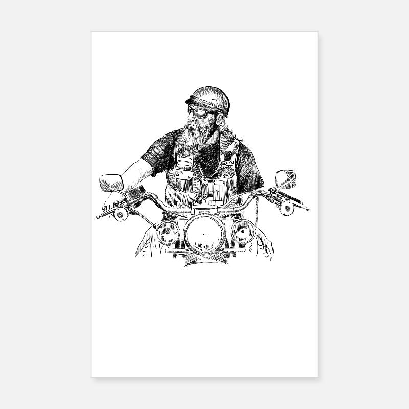 biker - Poster 20 x 30 cm - blanc
