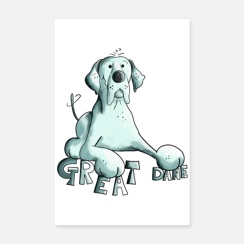 Happy Great Dane Dog Poster 20 x 30 cm