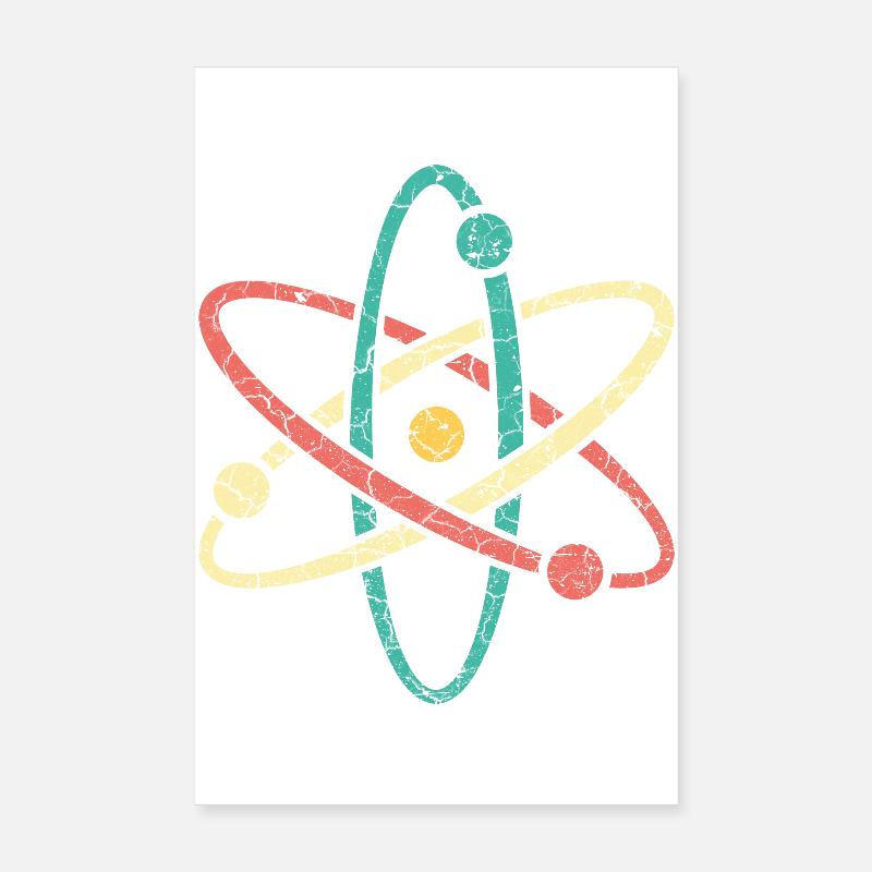 Cool atom in vintage style for nerds & students Poster 8" x 12" (20x30 cm)