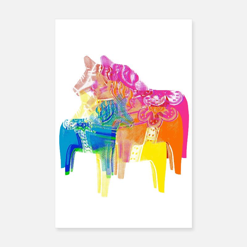 Pop Art Dala Pferde -Weihnachts Pulli Skandi Style Poster 20x30 cm